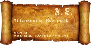 Milenkovits Rápolt névjegykártya